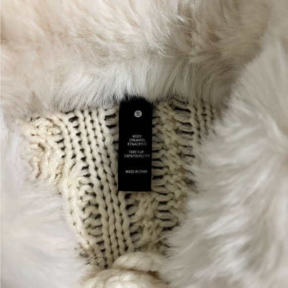 AQUA  White/Cream Faux Fur Collar Cardigan - 100% Exclusive | Bloomingdale's - Picture 5 of 9